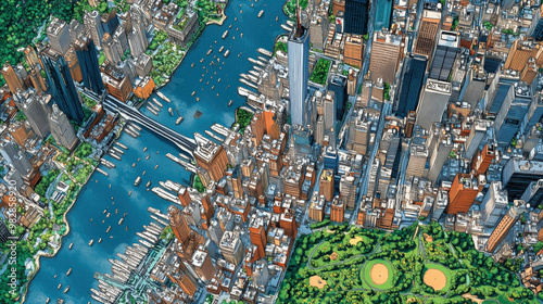 Wallpaper Mural Cartoon drawing doodle map of Manhattan, New York City, NYC, top-down view, plan view Torontodigital.ca