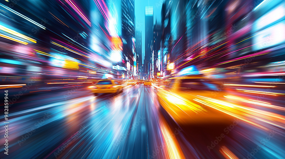 City Lights and Motion Blur: A Nighttime Urban Landscape City Lights and Motion Blur: A Nighttime Urban Landscape