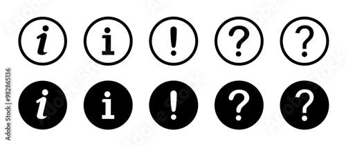 question, exclamation, information icon. Information icon on isolated on white background.