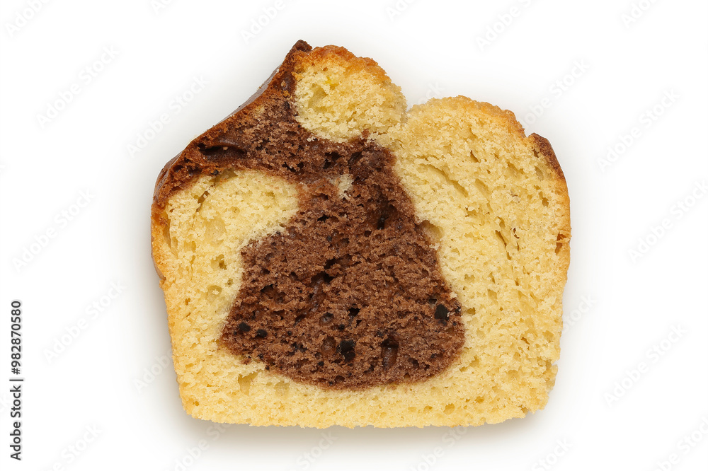slice of homemade cake with chocolate isolated slice of homemade cake with chocolate isolated