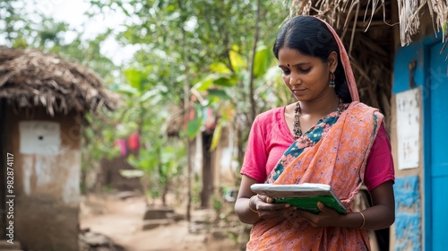 Wallpaper Mural A microfinance officer visiting a rural area, offering financial services to the underserved Torontodigital.ca