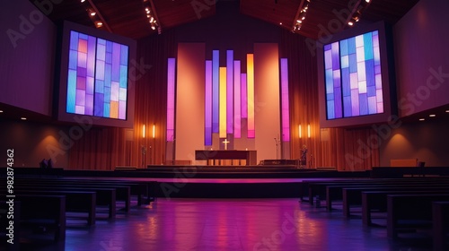 Wallpaper Mural A modern church service with a live band and multimedia presentations, blending tradition with contemporary worship Torontodigital.ca