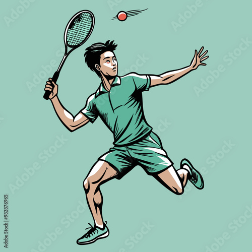 tennis player with tennis racket