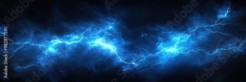 Electric Blue Lightning Bolt on Dark Background