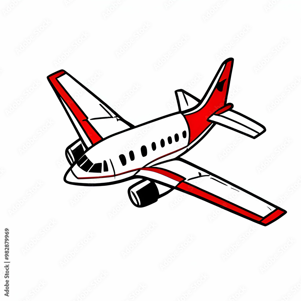 red and white airplane on the white background red and white airplane on the white background