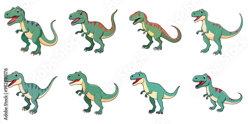 dinosaur, T-Rex, multiple illustrations, outlines