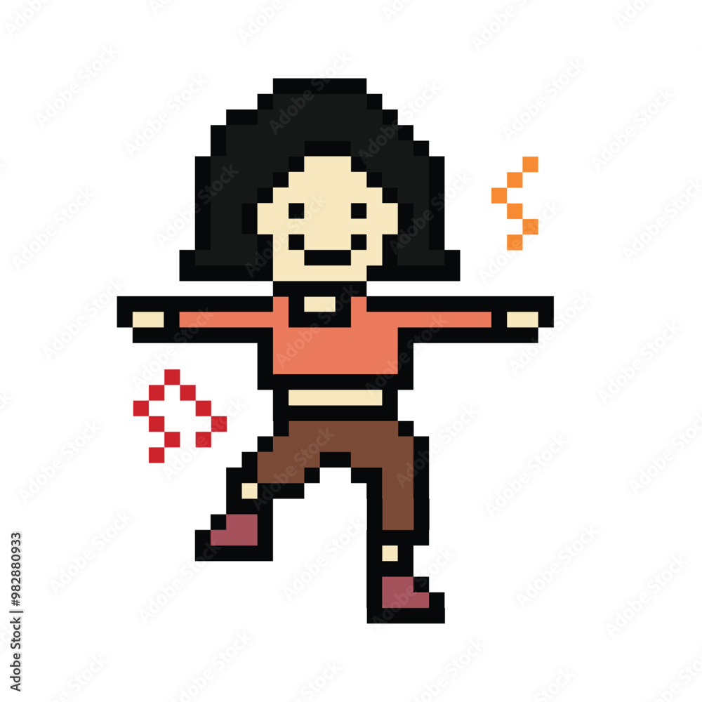 Cartoon cute pixel 8bit character woman exercises training dance lifestyle music decoration life style 8 bit female girl dance with music game fitness isolated PNG vector. Cartoon cute pixel 8bit character woman exercises training dance lifestyle music decoration life style 8 bit female girl dance with music game fitness isolated PNG vector.