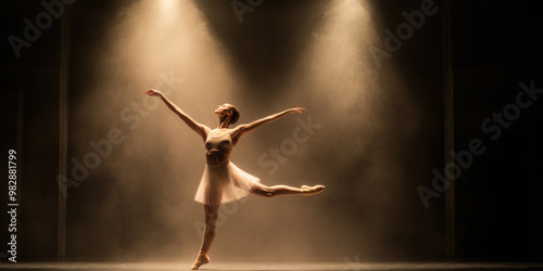 A dancer performing on a dark stage, their movements slow and sorrowful, expressing the sadness of the human experience through dance