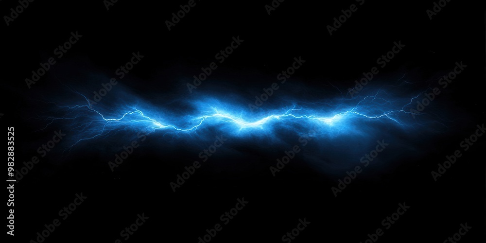 Fototapeta premium Electric Blue Lightning Against Black Background