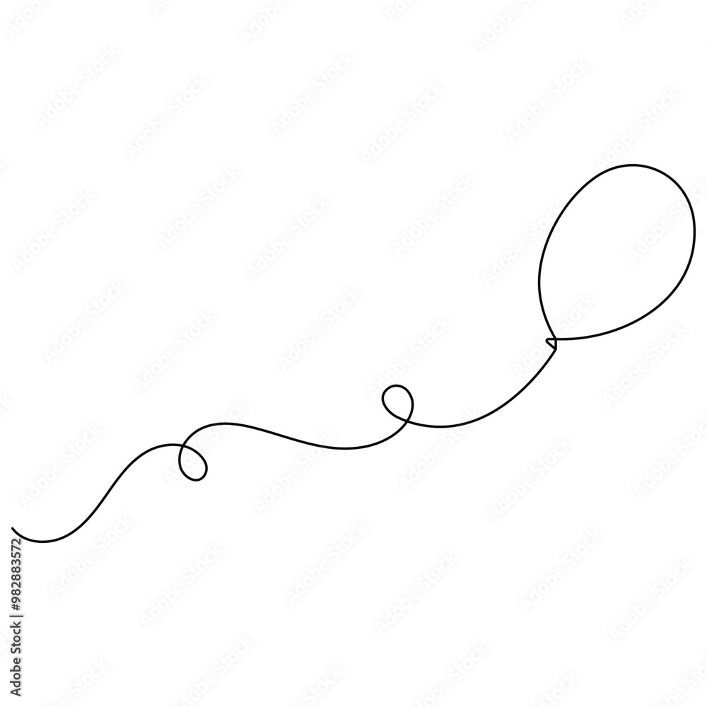 Obraz premium Balloon single line art, continuous one line drawing of Isolated outline vector icon 