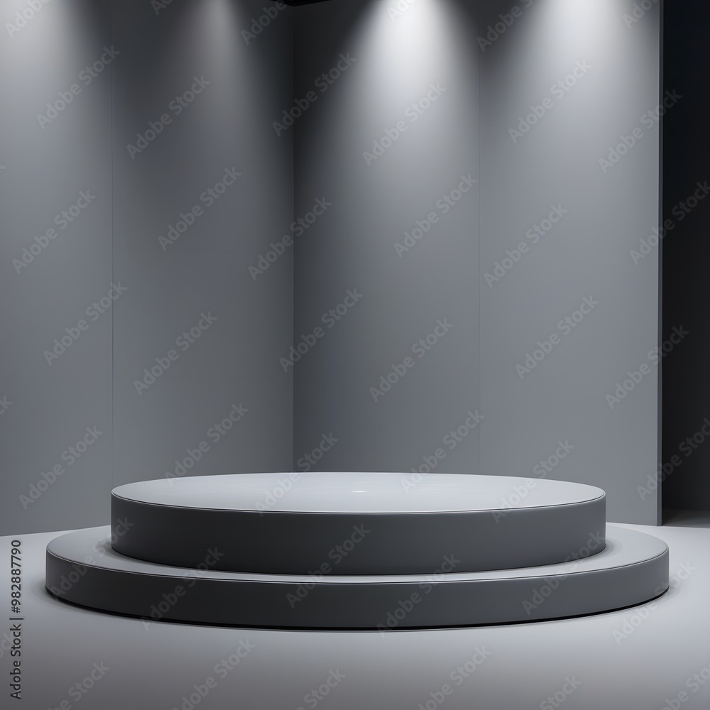 Fototapeta premium Gray podium and Gray background for product presentation. AI Generated