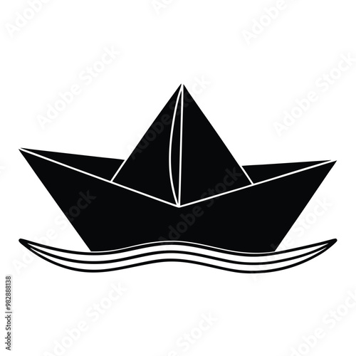 a paper boat vector silhouette