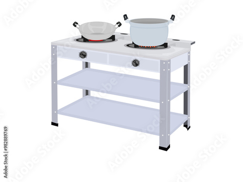 Gas stove on white background.