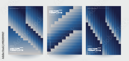 Abstract geometric gradient posters set. Vector illustration.