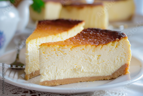 Sernik - Polish cheesecake. Burnt cheesecake. basque cheesecake. photo