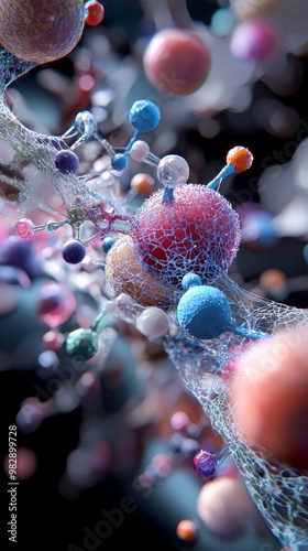 A digital representation of molecular pathways involved in metabolism, illustrating the breakdown of nutrients at the cellular level. photo