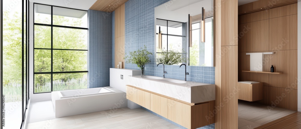 Fototapeta premium Modern Minimalist Bathroom Design with Natural Light
