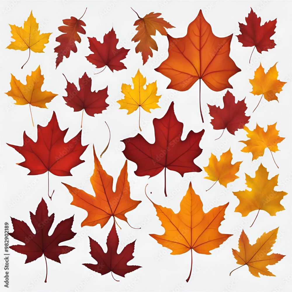 Autumn Landscape and The various warm color of autumn leaves