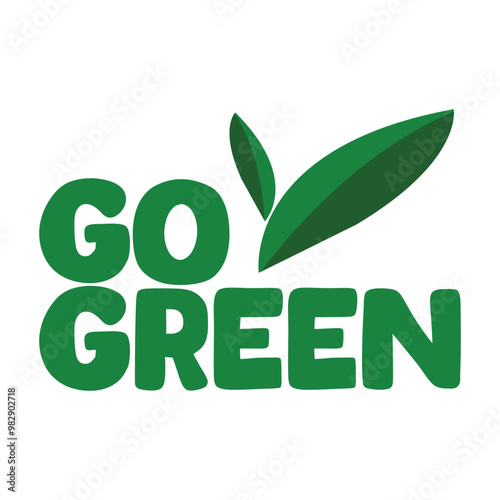 go green icon vector illustration.
Go Green icon with eco-friendly slogan - green pin with plant leaf and message inside