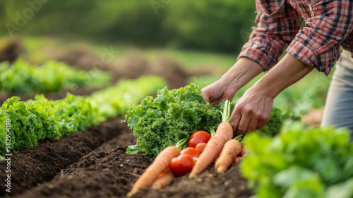 Wallpaper Mural Harvesting fresh vegetables in garden Torontodigital.ca