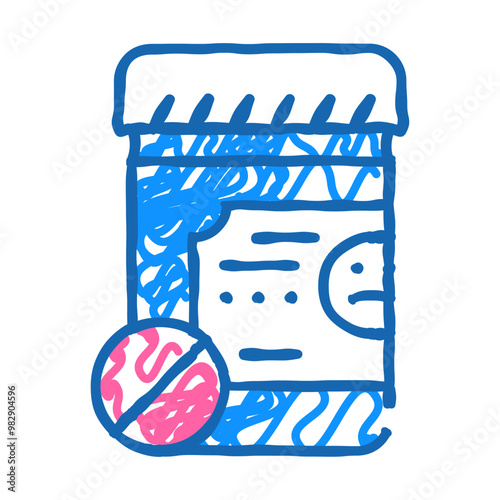 antidepressant drugs package doodle icon sketch vector. antidepressant drugs package sign. isolated symbol illustration