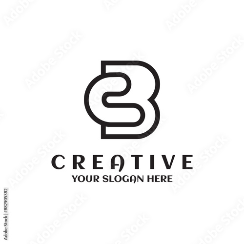 Simple letter cb logo. monogram bc vector logotype line design. capital C inside B. vector illustration