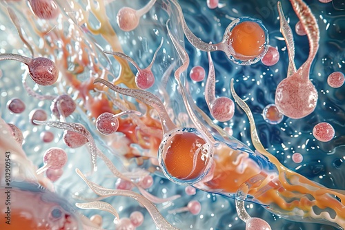  Detailed diagram of male spermatogenesis, highlighting the stages of sperm formation photo