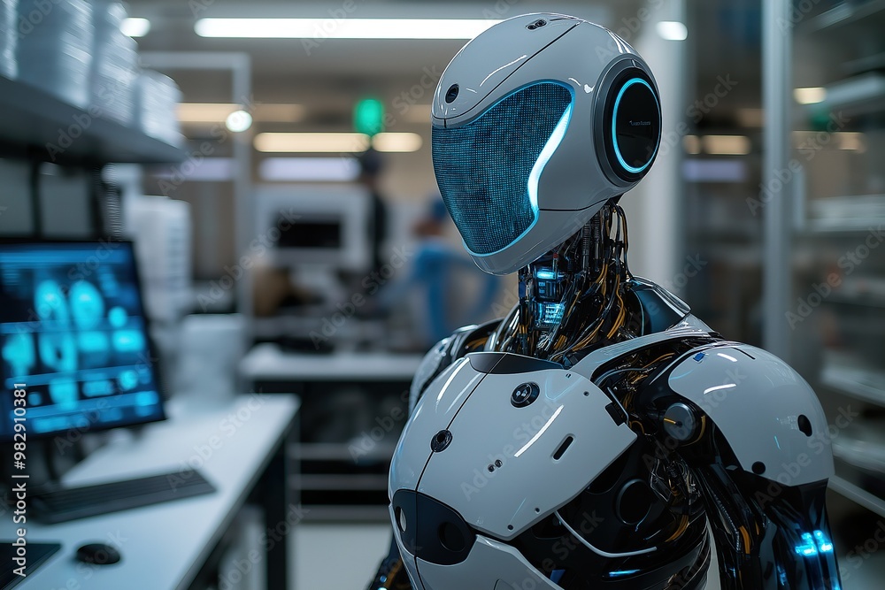 Fototapeta premium Exploring advanced robotics technology in a modern tech lab environment