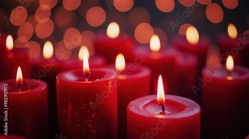 Red candles glowing with warm romantic ambiance