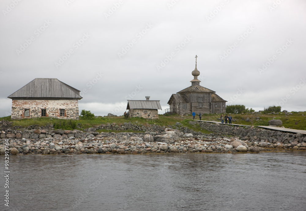 Fototapeta premium Russia Arkhangelsk region Solovetsky monastery on a cloudy summer day
