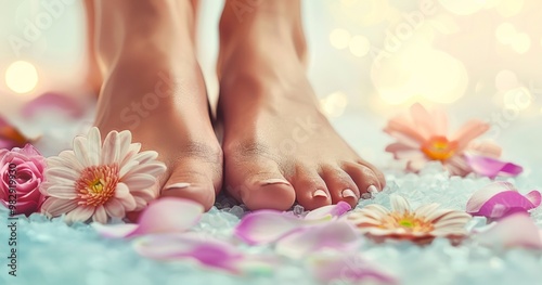 Ultimate relaxation with spa pedicure, beautiful flower design, ideal for summer indulgence and selfpampering photo