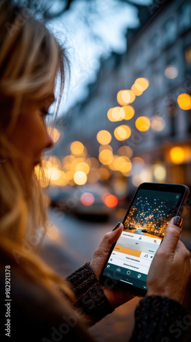 A car owner using an app to file an auto insurance claim after a minor accident, ensuring a smooth process photo