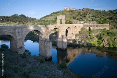 Roman Bridge of Alcántara Spanning the Tagus River in Extremadura, Spain photo