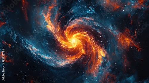 Swirling Cosmic Explosion: Birth of a Star in Digital Art Illustration