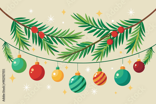 a festive christmas garland VECTOR illustration 