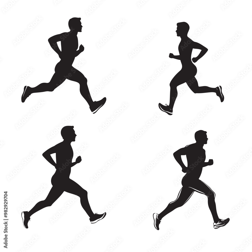 vector of black silhouette of running person vector of black silhouette of running person