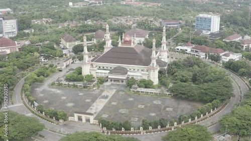 4K aerial footage Al Bantani Grand Mosque at central government area of banten province, KP3B banten province photo