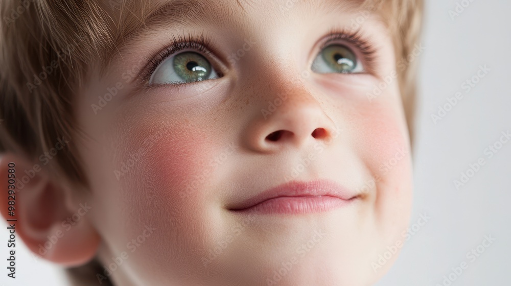 Joyful Child Looking Up with Bright Eyes Joyful Child Looking Up with Bright Eyes