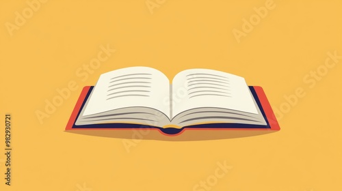 Cartoon style flat illustration of an open book representing a reading theme