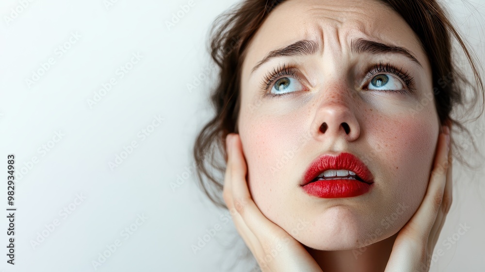 Young Woman Expressing Anxiety and Concern Emotionally Young Woman Expressing Anxiety and Concern Emotionally