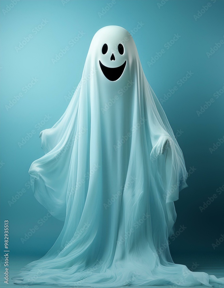 Friendly ghost on light blue background Friendly ghost on light blue background