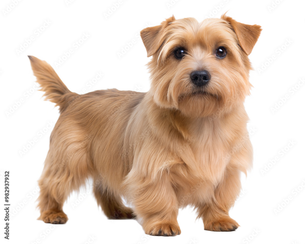 Cute Norfolk Terrier dog standing and looking at camera, isolated on white background Cute Norfolk Terrier dog standing and looking at camera, isolated on white background
