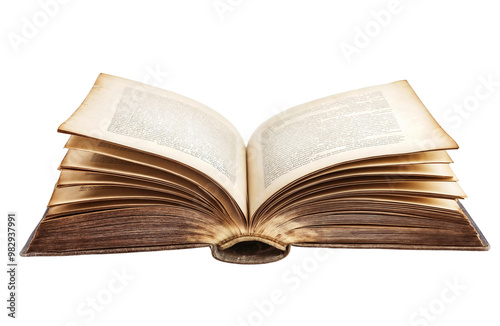 Open book isolated on transparent background, cut-out png