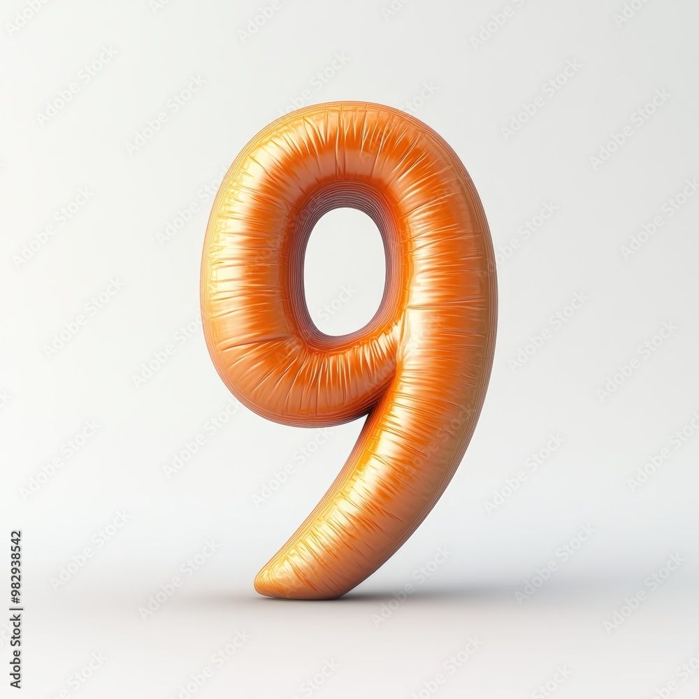 3D number 9 with carrot texture realistic modern design, soft lighting, white background. 3D number 9 with carrot texture realistic modern design, soft lighting, white background.