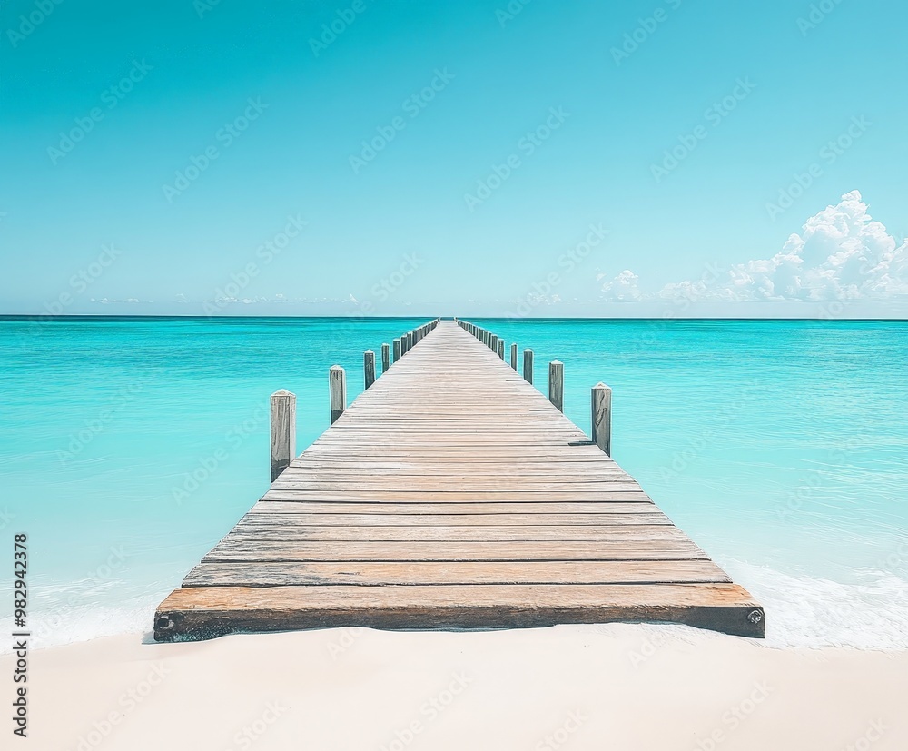 A long wooden pier stretches out into the ocean A long wooden pier stretches out into the ocean