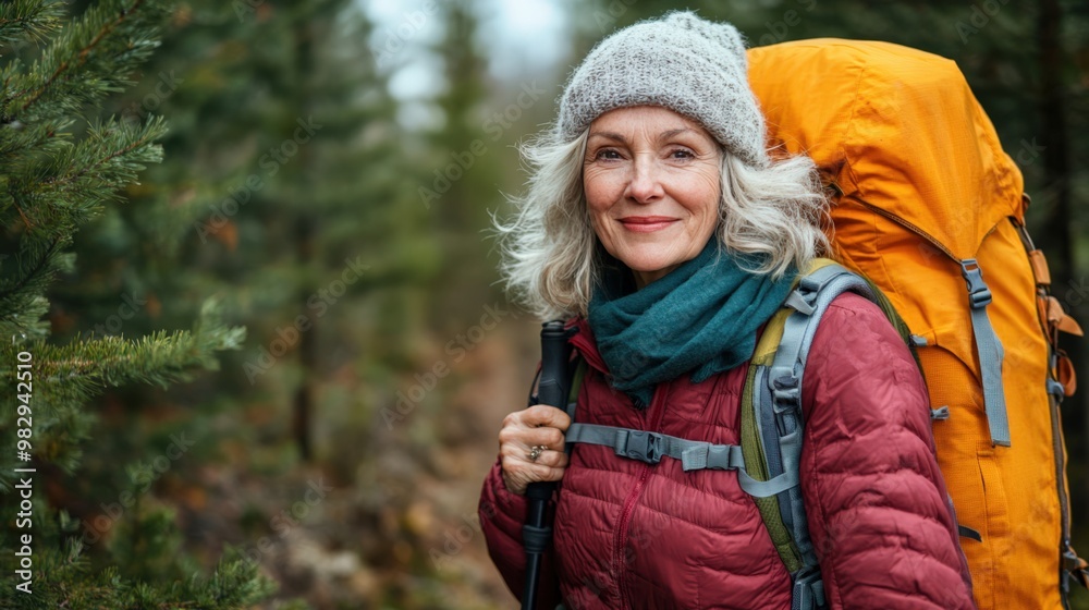 Older Woman Embracing Adventure in Nature Older Woman Embracing Adventure in Nature