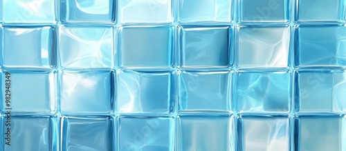 Crystal clear blue tile cubes for a window design background