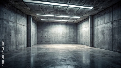 Dark and Desolate Concrete Room with No Furniture or Windows for Creative Projects