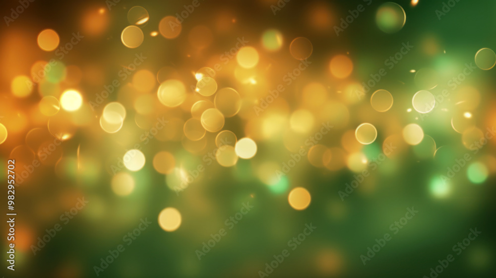 Obraz premium Blur bookeh gold lights or flashes on a green color background