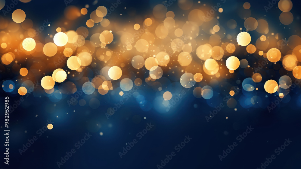 Blur bookeh gold lights or flashes on a indigo color background Blur bookeh gold lights or flashes on a indigo color background